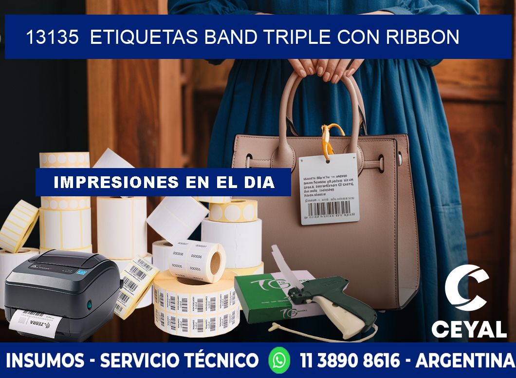 13135  ETIQUETAS BAND TRIPLE CON RIBBON