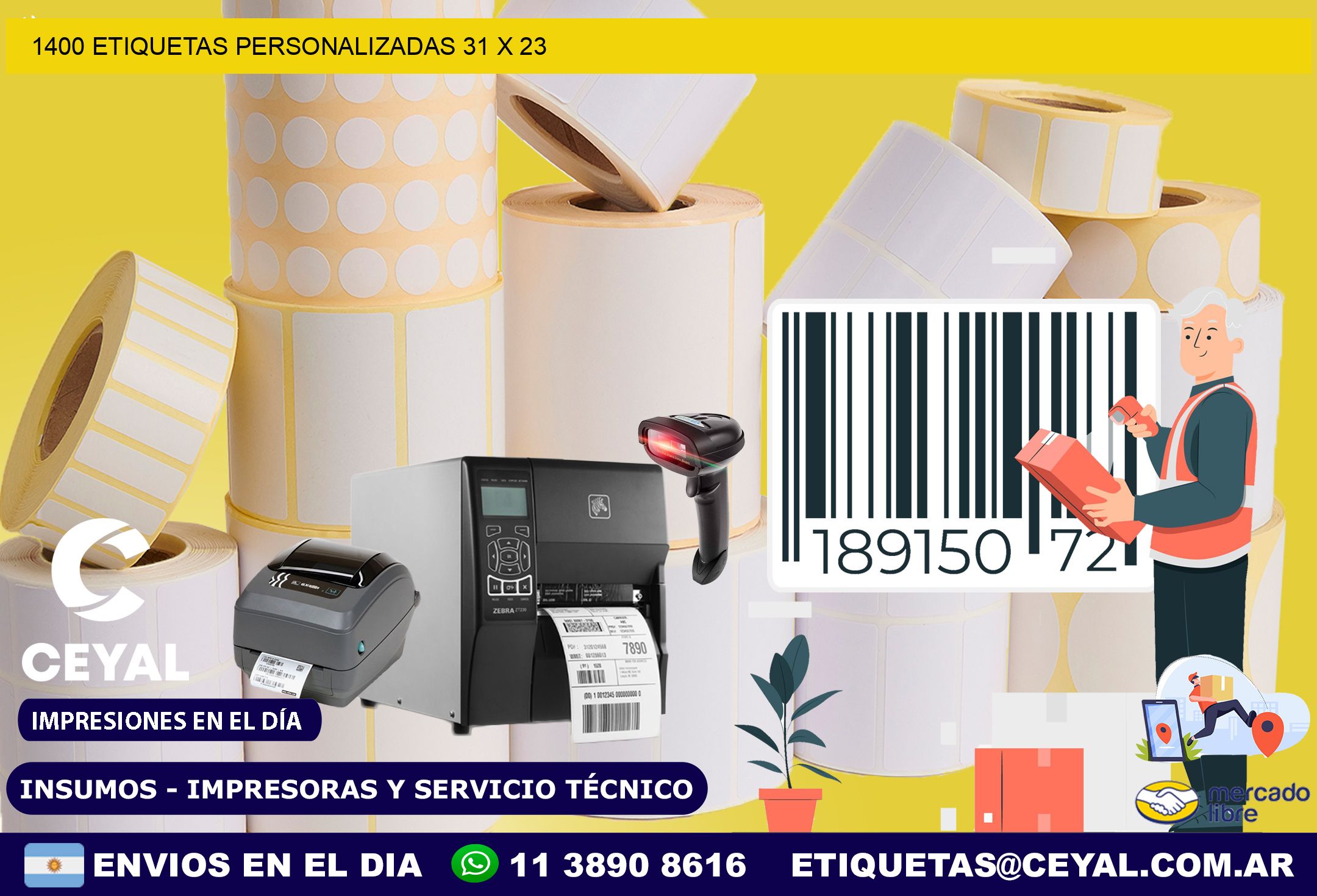 1400 ETIQUETAS PERSONALIZADAS 31 x 23