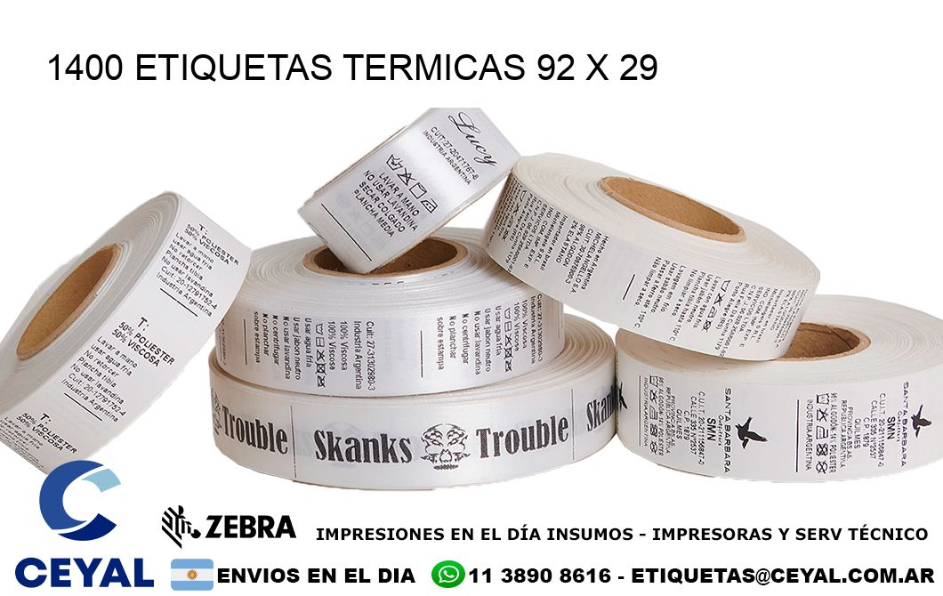 1400 ETIQUETAS TERMICAS 92 x 29