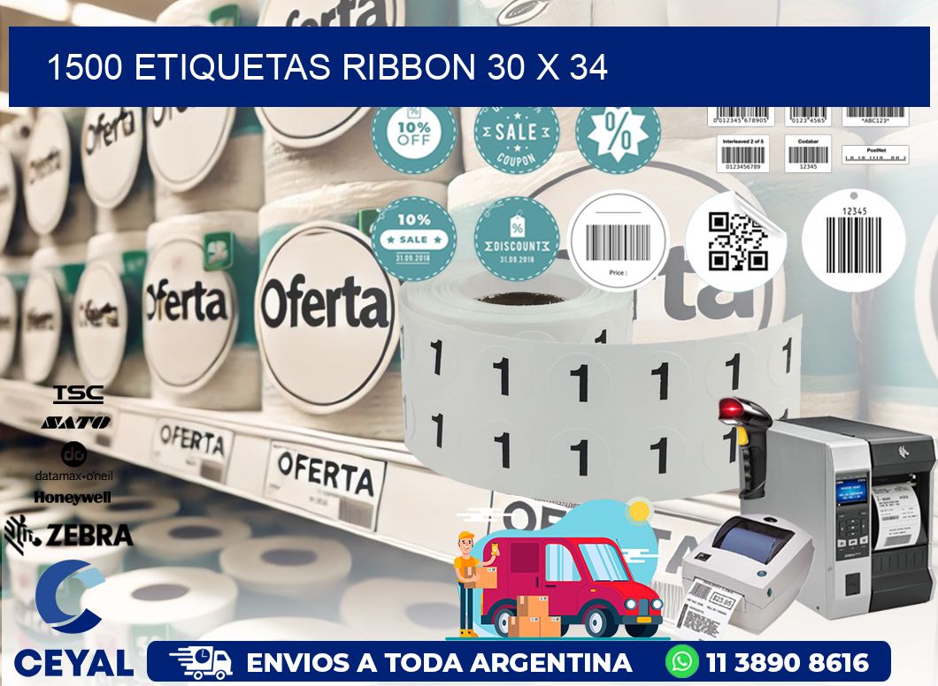 1500 ETIQUETAS RIBBON 30 x 34