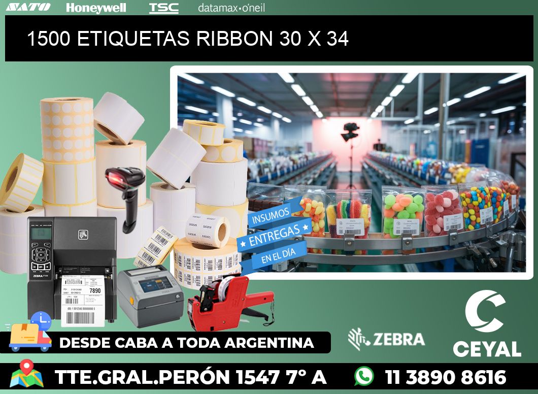 1500 ETIQUETAS RIBBON 30 x 34