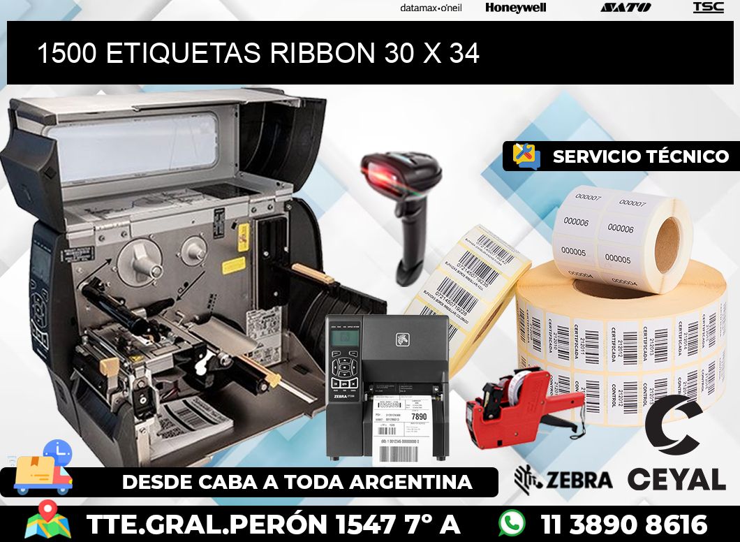 1500 ETIQUETAS RIBBON 30 x 34