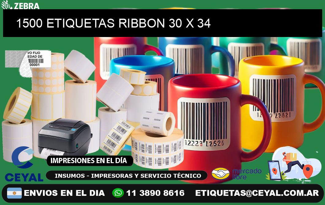 1500 ETIQUETAS RIBBON 30 x 34