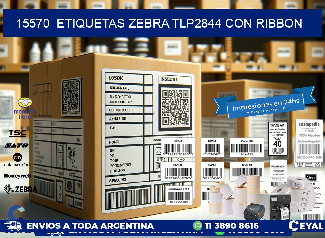 15570  ETIQUETAS ZEBRA TLP2844 CON RIBBON