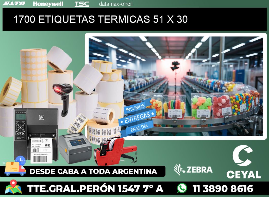 1700 ETIQUETAS TERMICAS 51 x 30