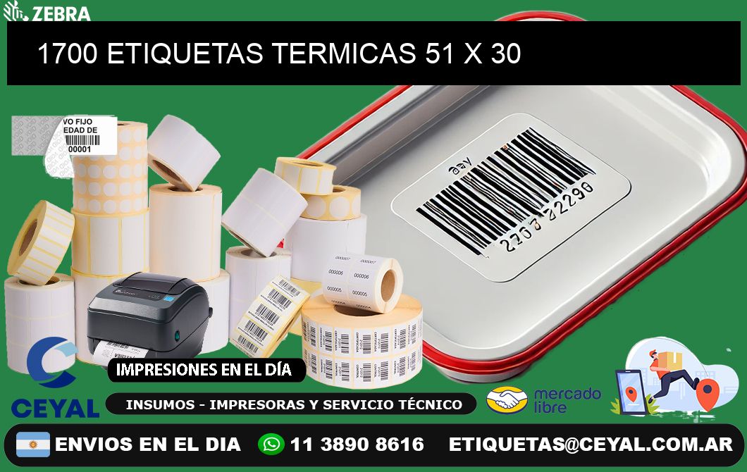 1700 ETIQUETAS TERMICAS 51 x 30