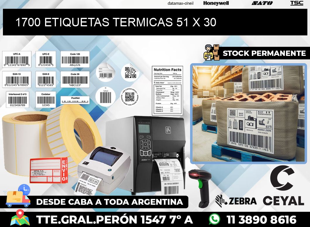 1700 ETIQUETAS TERMICAS 51 x 30