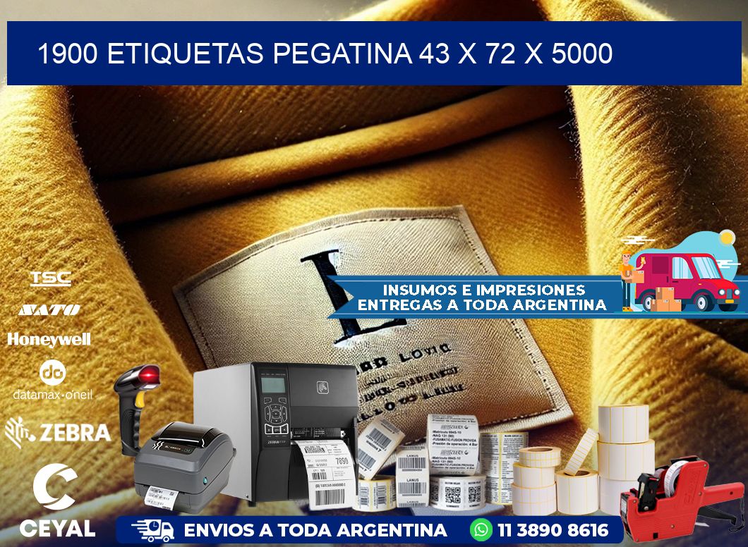 1900 ETIQUETAS PEGATINA 43 x 72 x 5000