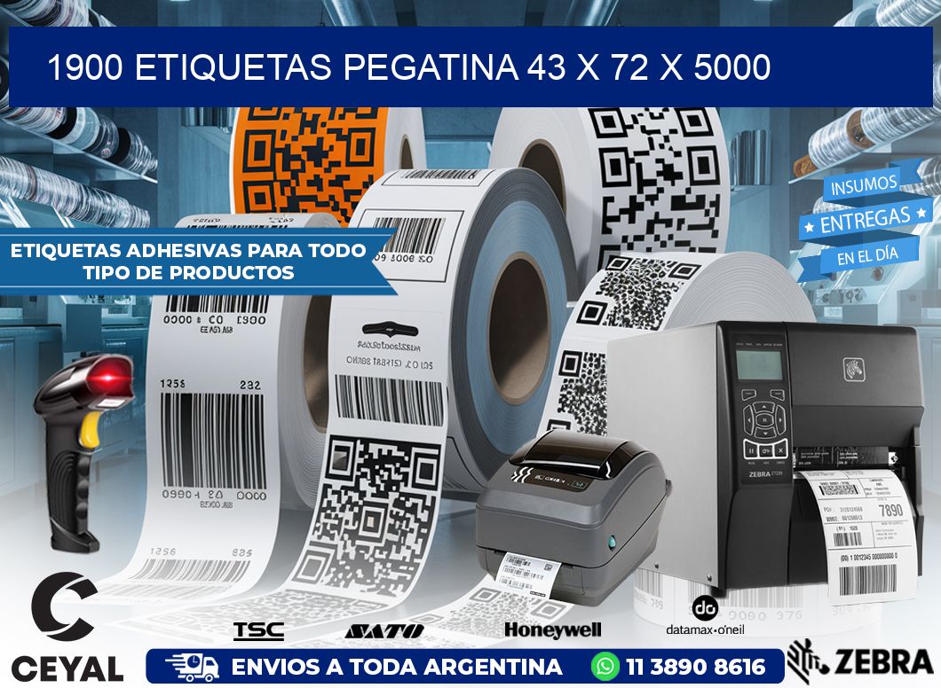 1900 ETIQUETAS PEGATINA 43 x 72 x 5000