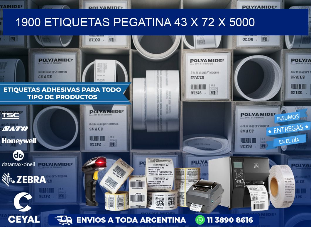 1900 ETIQUETAS PEGATINA 43 x 72 x 5000