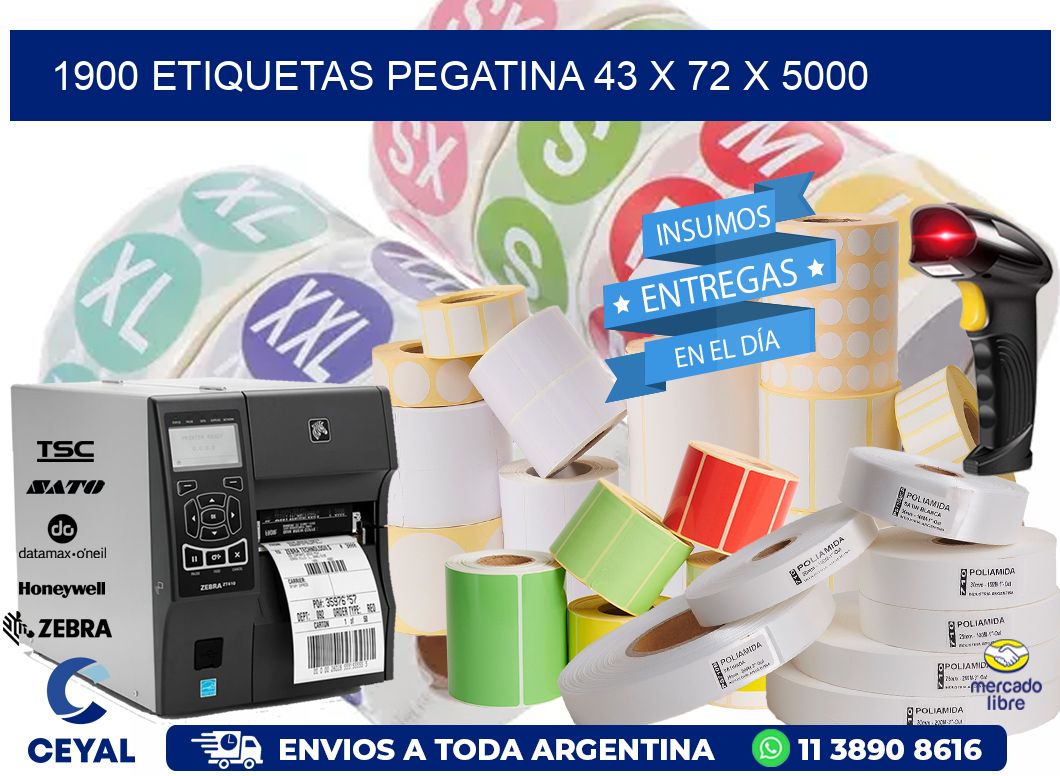 1900 ETIQUETAS PEGATINA 43 x 72 x 5000