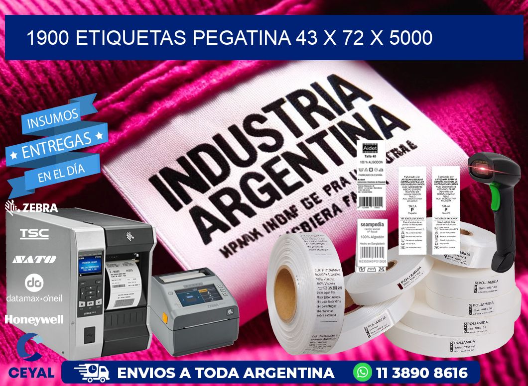 1900 ETIQUETAS PEGATINA 43 x 72 x 5000