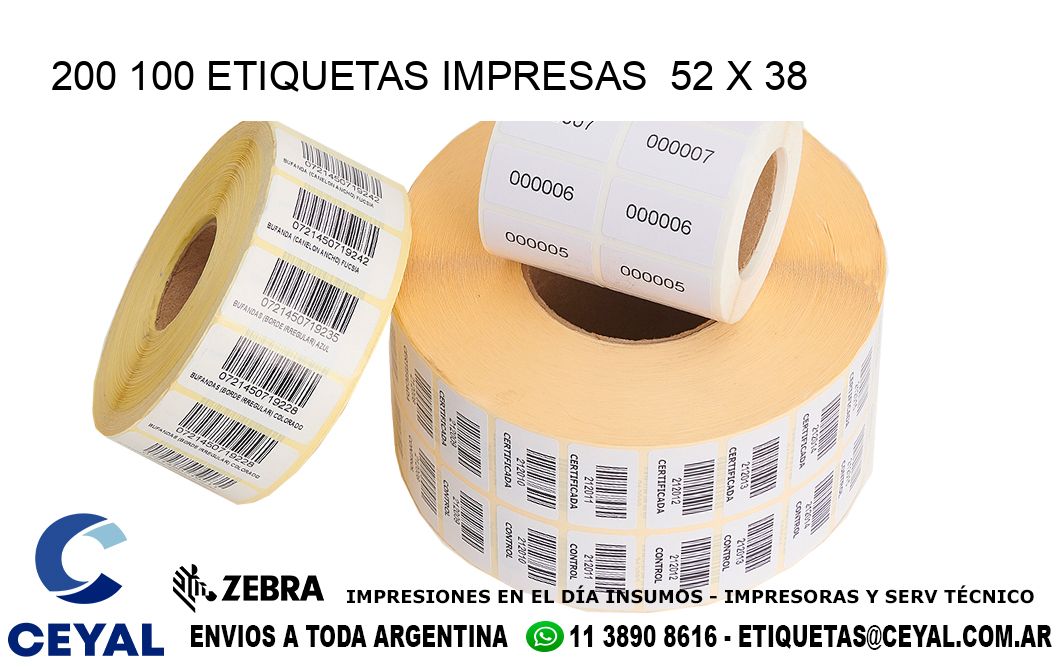 200 100 ETIQUETAS IMPRESAS  52 x 38