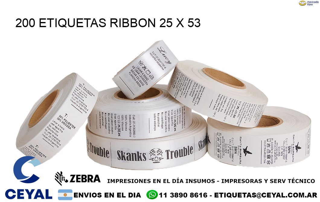 200 ETIQUETAS RIBBON 25 x 53