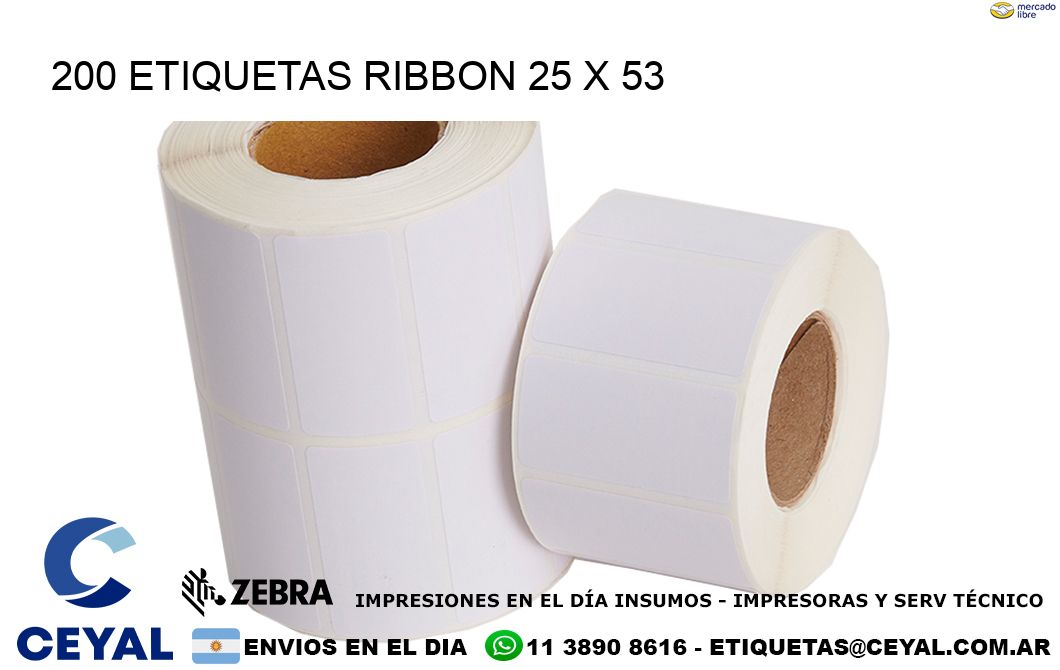 200 ETIQUETAS RIBBON 25 x 53