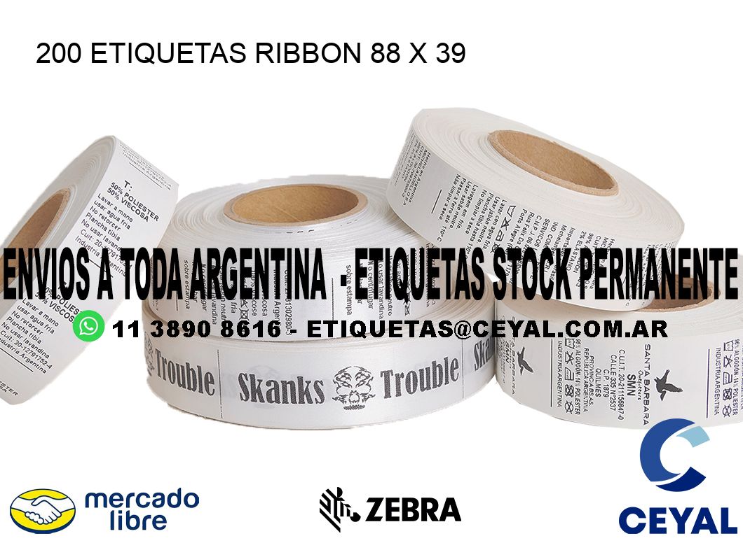 200 ETIQUETAS RIBBON 88 x 39