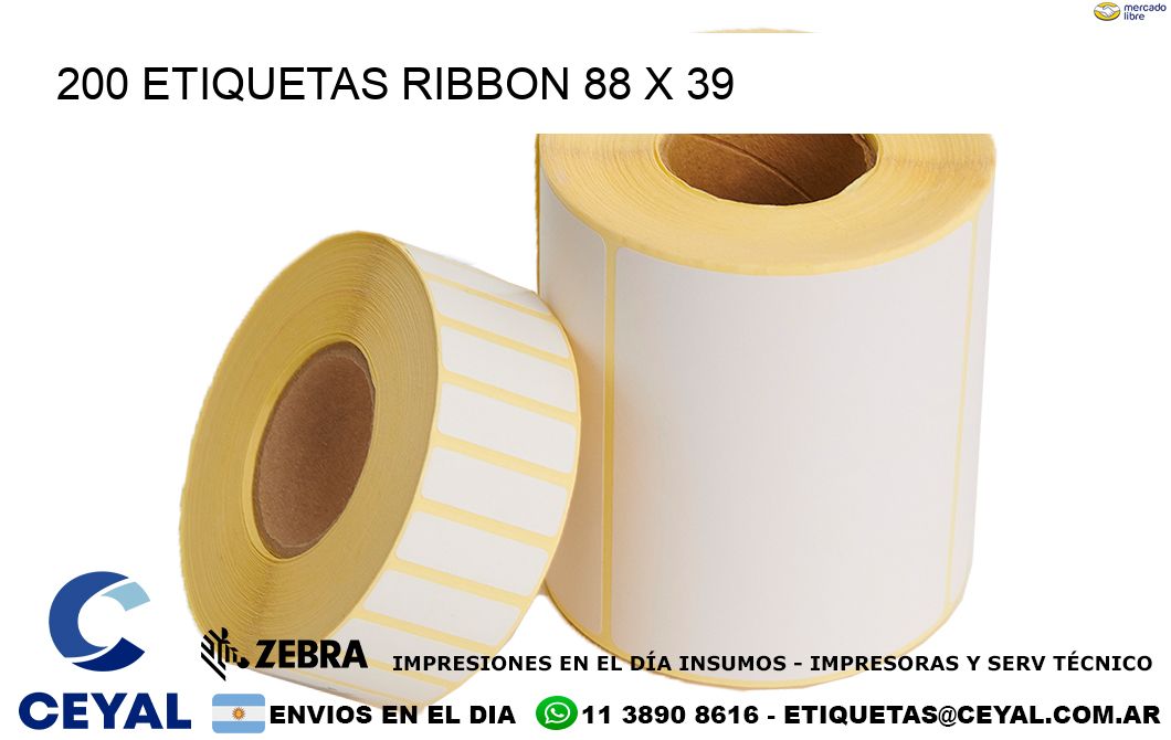 200 ETIQUETAS RIBBON 88 x 39