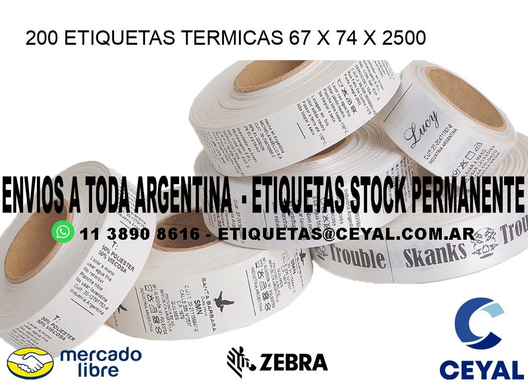 200 ETIQUETAS TERMICAS 67 x 74 x 2500