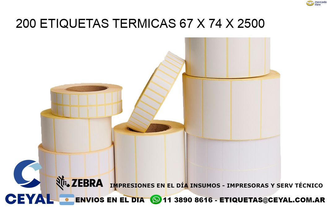 200 ETIQUETAS TERMICAS 67 x 74 x 2500