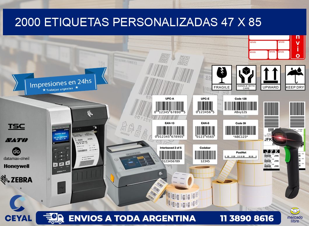 2000 ETIQUETAS PERSONALIZADAS 47 x 85