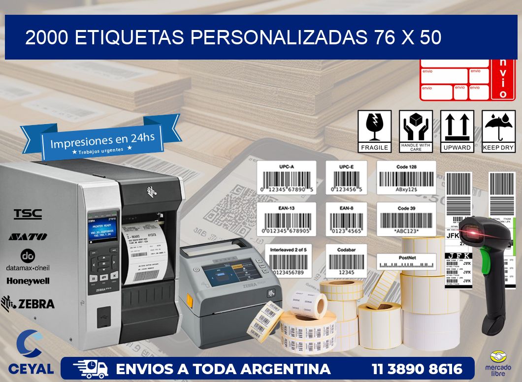 2000 ETIQUETAS PERSONALIZADAS 76 x 50