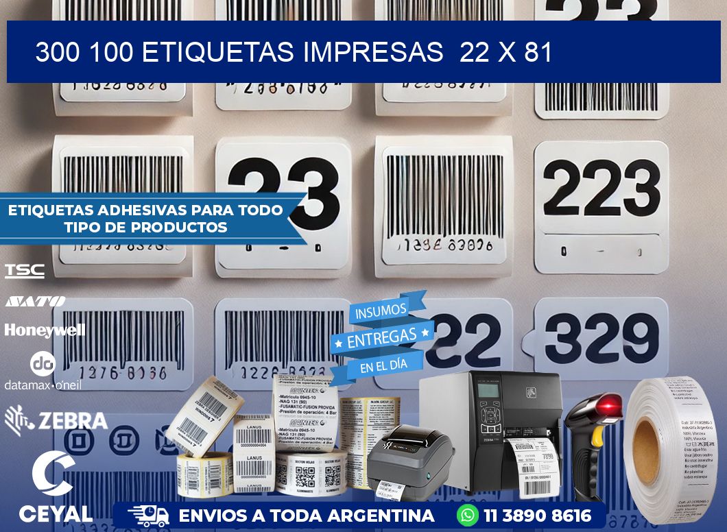 300 100 ETIQUETAS IMPRESAS  22 x 81