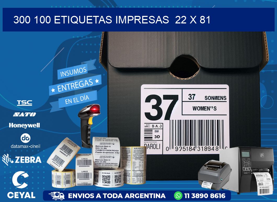 300 100 ETIQUETAS IMPRESAS  22 x 81