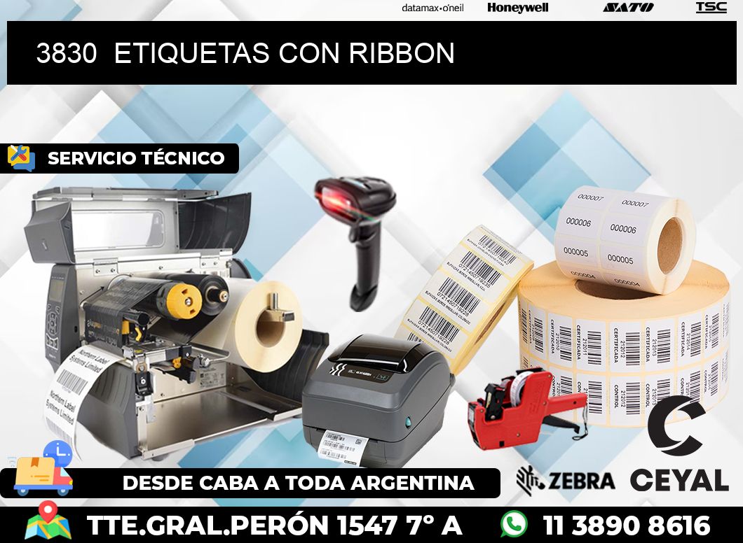 3830  ETIQUETAS CON RIBBON