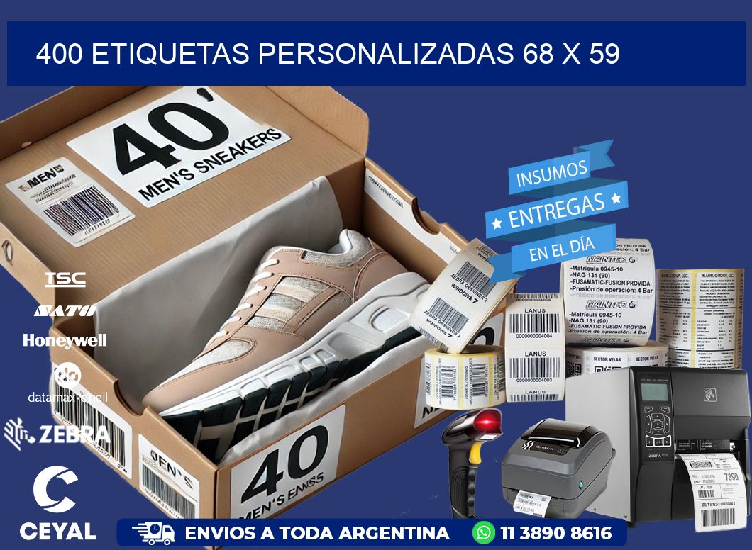 400 ETIQUETAS PERSONALIZADAS 68 x 59