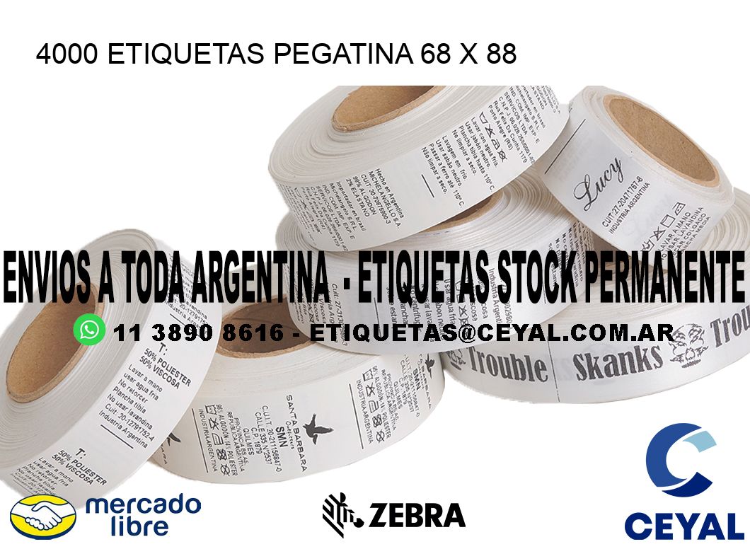 4000 ETIQUETAS PEGATINA 68 x 88