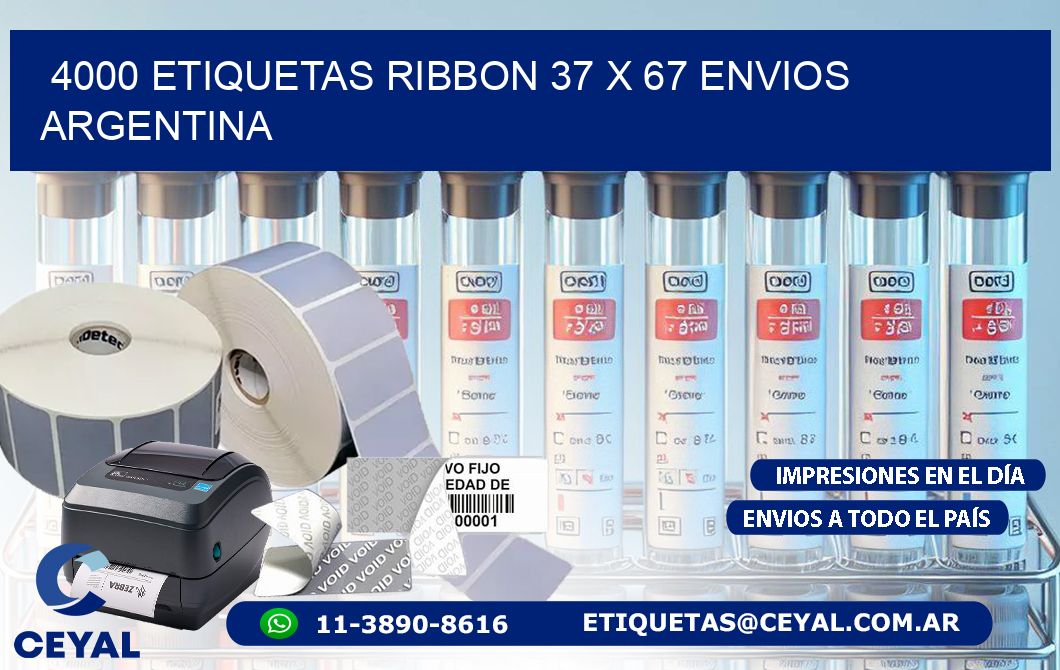 4000 ETIQUETAS RIBBON 37 x 67 ENVIOS ARGENTINA