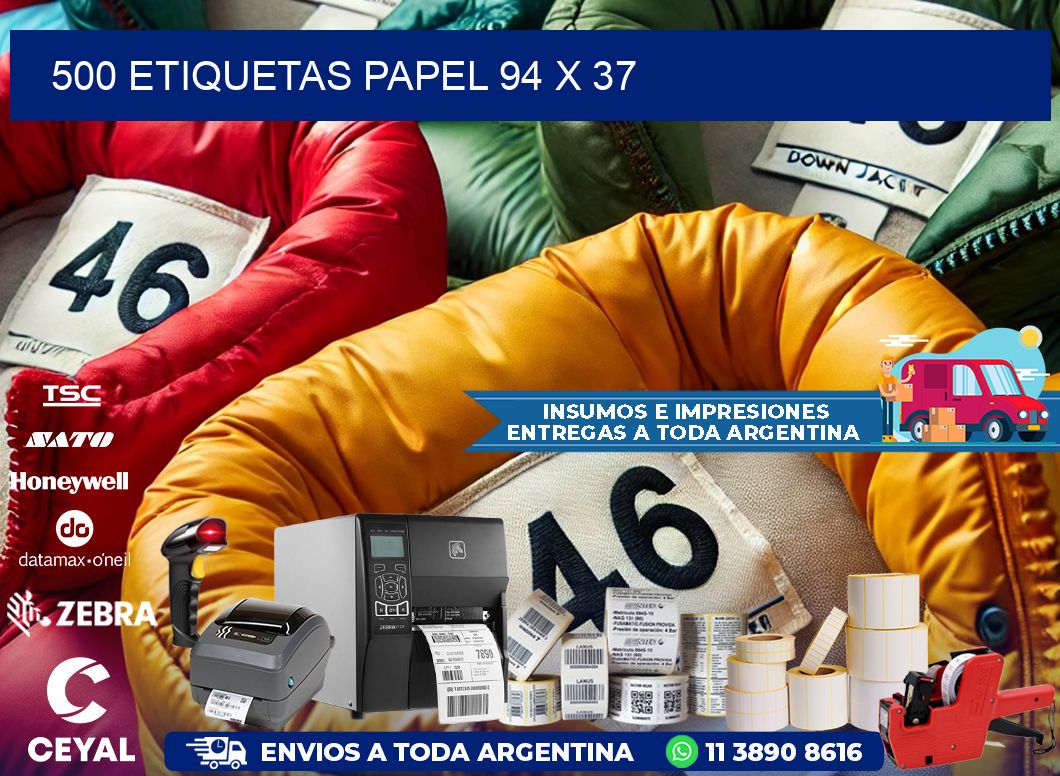 500 ETIQUETAS PAPEL 94 x 37