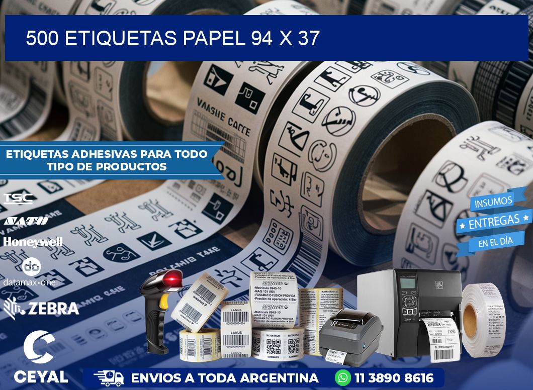 500 ETIQUETAS PAPEL 94 x 37