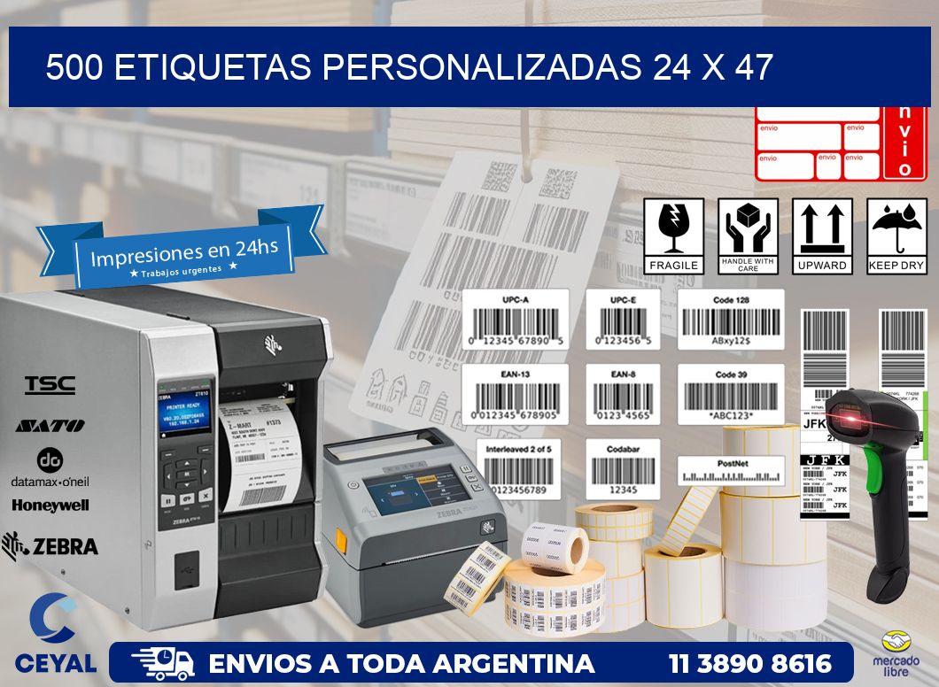 500 ETIQUETAS PERSONALIZADAS 24 x 47