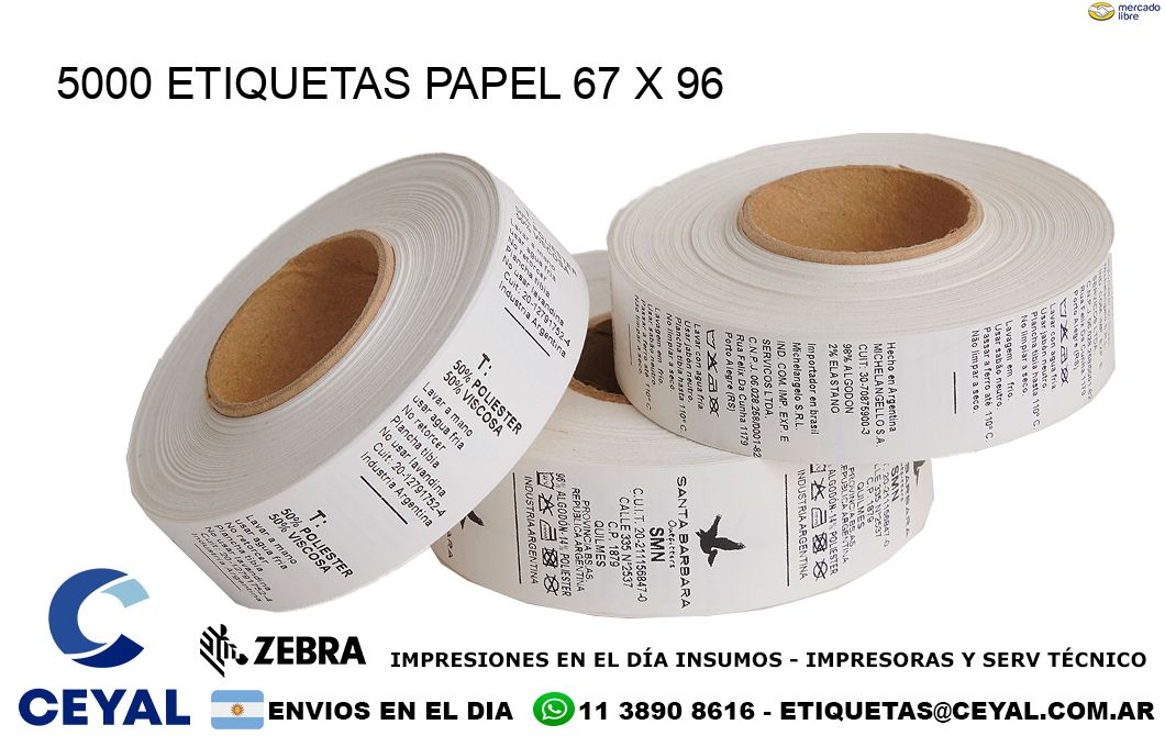 5000 ETIQUETAS PAPEL 67 x 96