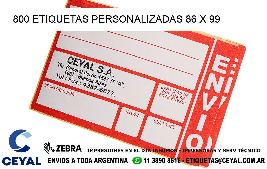 800 ETIQUETAS PERSONALIZADAS 86 x 99