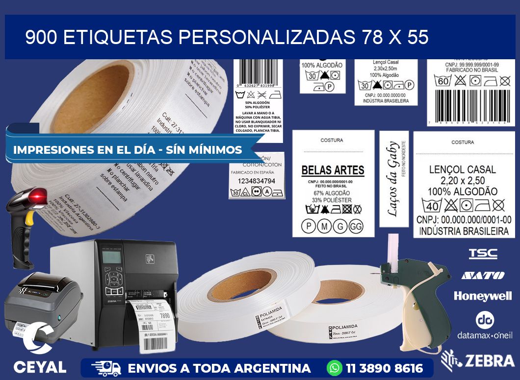 900 ETIQUETAS PERSONALIZADAS 78 x 55