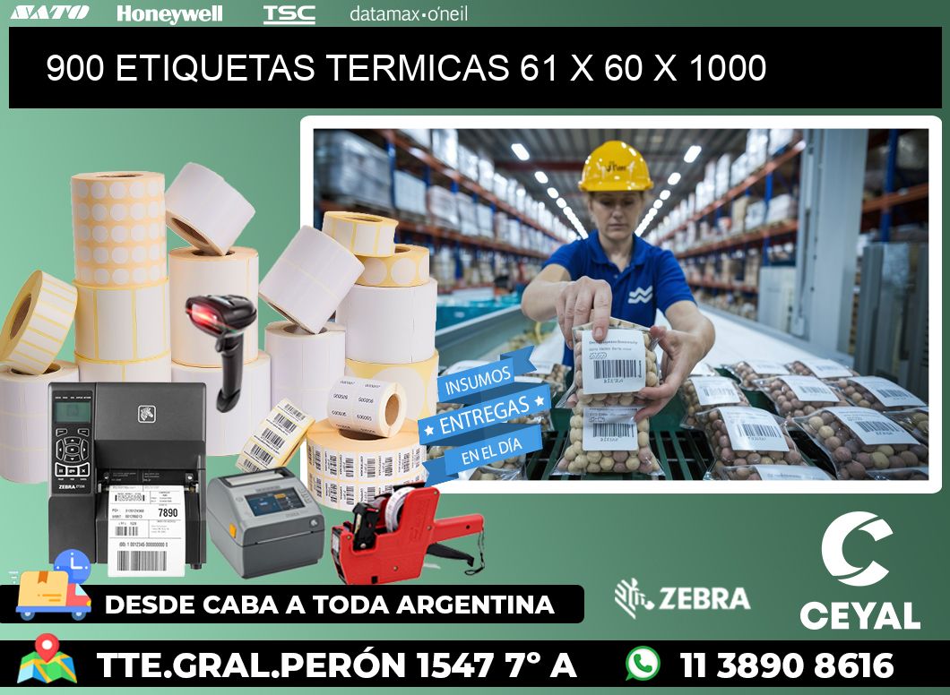 900 ETIQUETAS TERMICAS 61 x 60 x 1000