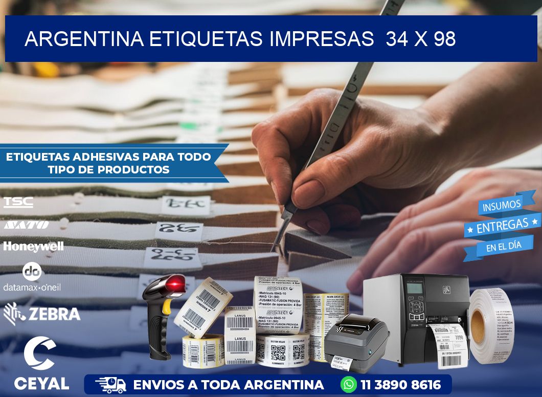 ARGENTINA ETIQUETAS IMPRESAS  34 x 98