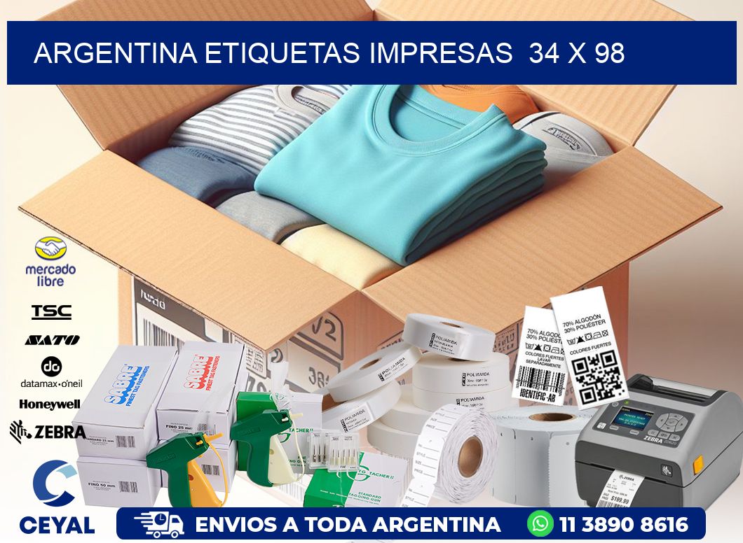 ARGENTINA ETIQUETAS IMPRESAS  34 x 98