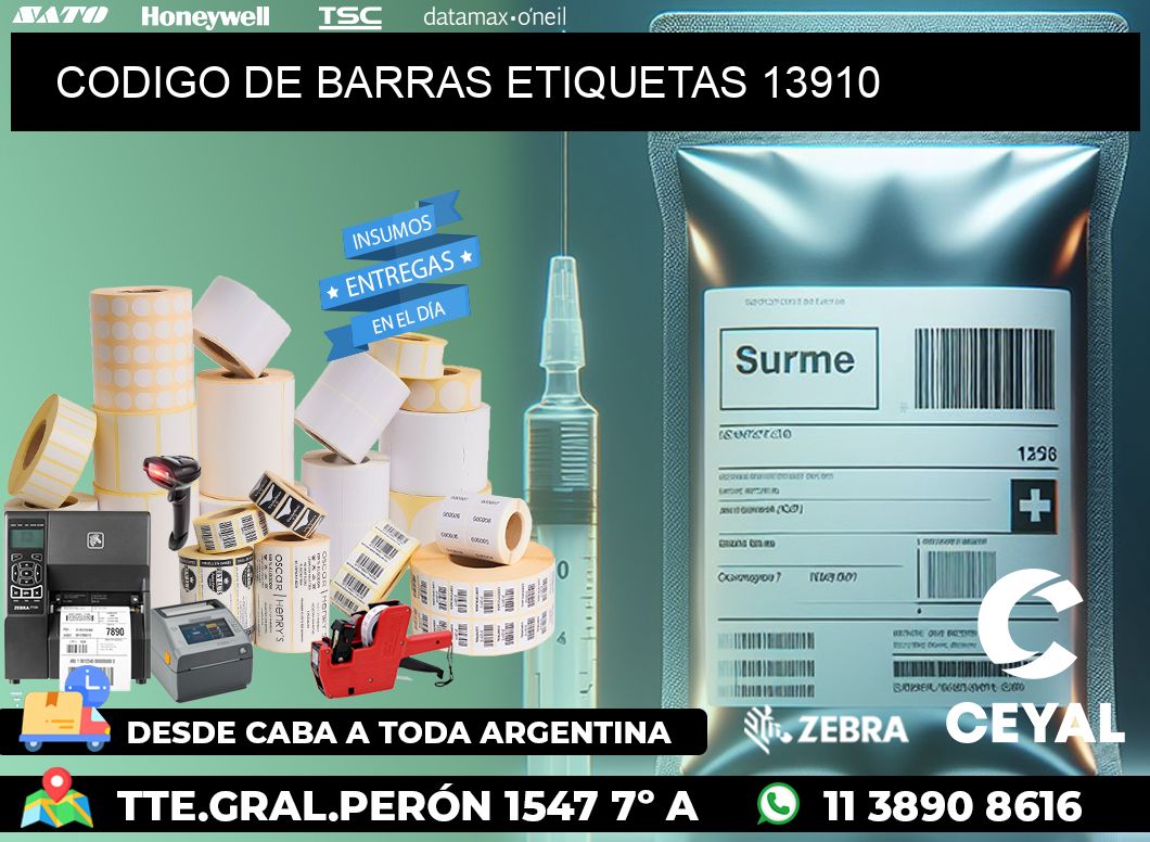 CODIGO DE BARRAS ETIQUETAS 13910