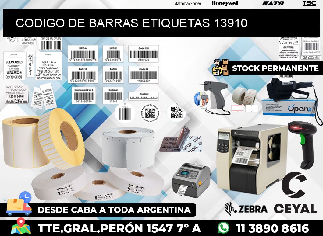 CODIGO DE BARRAS ETIQUETAS 13910