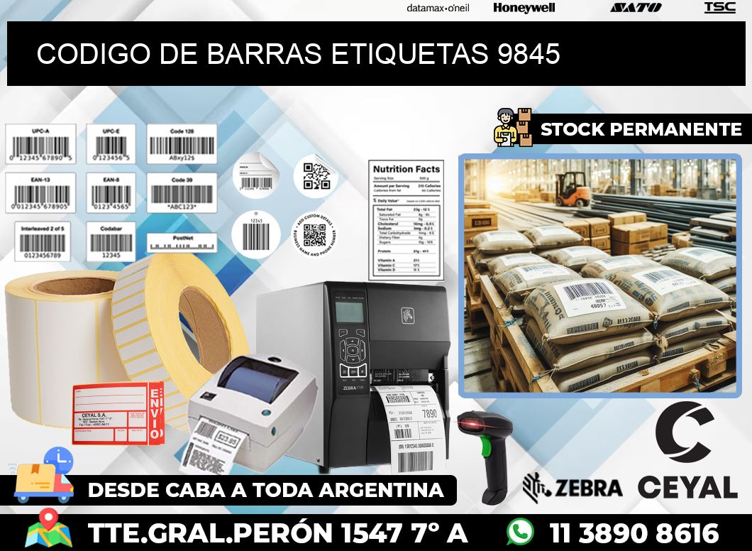 CODIGO DE BARRAS ETIQUETAS 9845