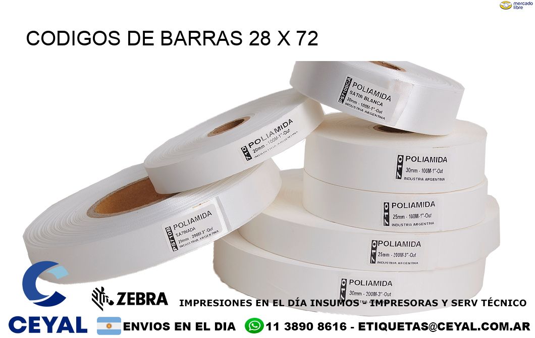 CODIGOS DE BARRAS 28 x 72