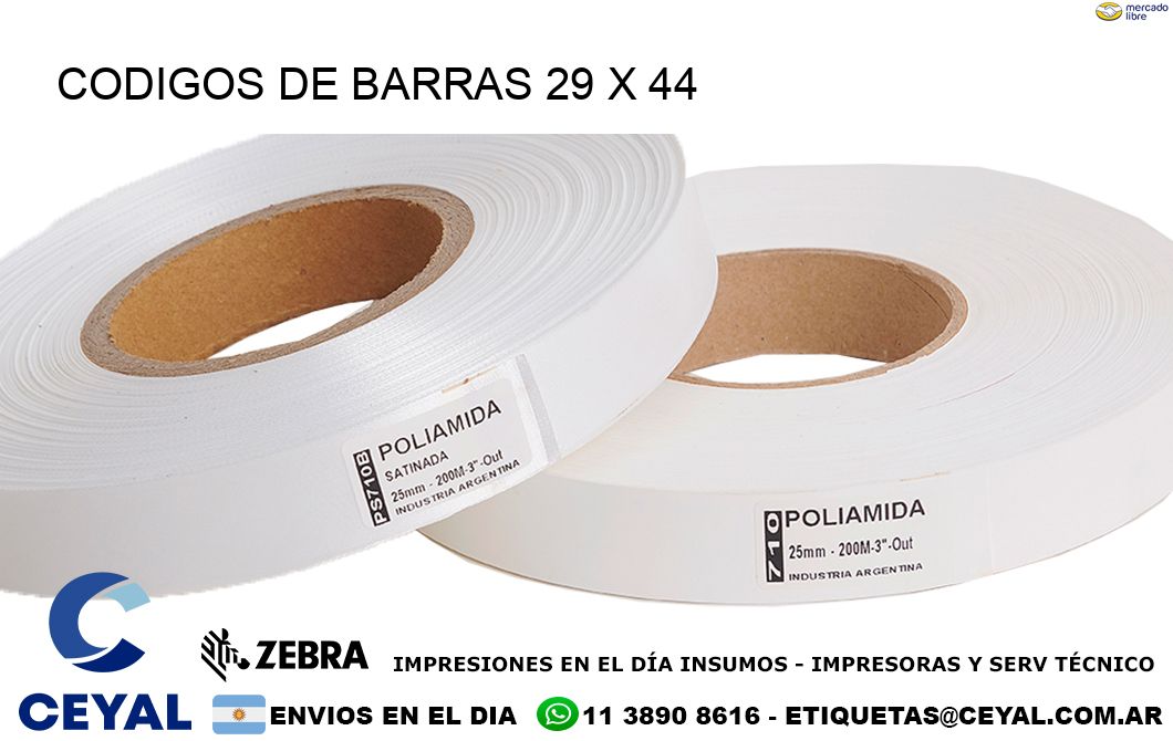 CODIGOS DE BARRAS 29 x 44