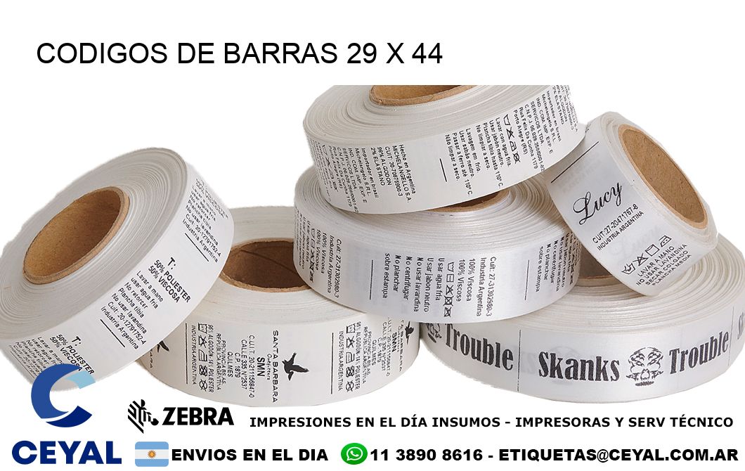 CODIGOS DE BARRAS 29 x 44