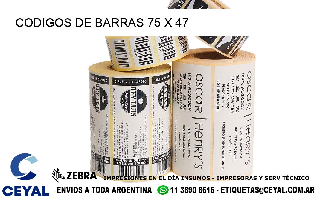 CODIGOS DE BARRAS 75 x 47