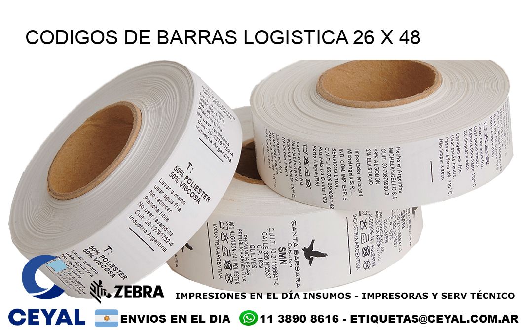 CODIGOS DE BARRAS LOGISTICA 26 x 48