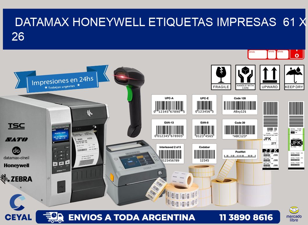 DATAMAX HONEYWELL ETIQUETAS IMPRESAS  61 x 26