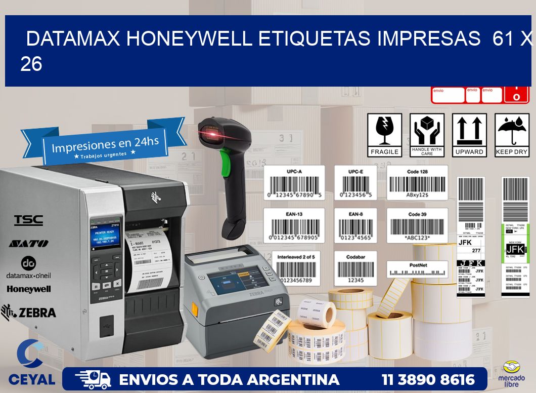 DATAMAX HONEYWELL ETIQUETAS IMPRESAS  61 x 26